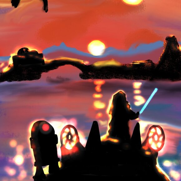 Tattoine Sunset | |Kids Art | Printable Wall Art | Original Digital Illustration - Picture 4 of 4